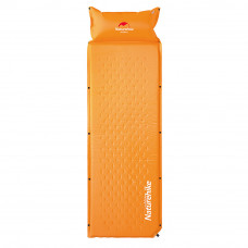 Широкий надувной коврик с подушкой Nature Hike 185х60х2,5см, вес 1кг, оранж