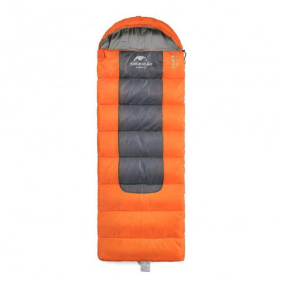 Спальный мешок с капюшоном Nature Hike F400 (200cm+30cm)*90cm, вес 2,3кг,  0-8℃ оранж
